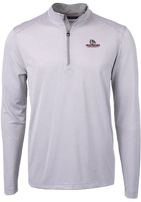 Cutter and Buck Gonzaga Bulldogs Mens Grey Virtue Eco Pique Stripe Big Tall Qtr Zip