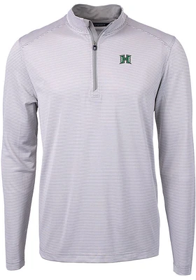 Cutter and Buck Hawaii Warriors Mens Grey Virtue Eco Pique Big Tall Qtr Zip