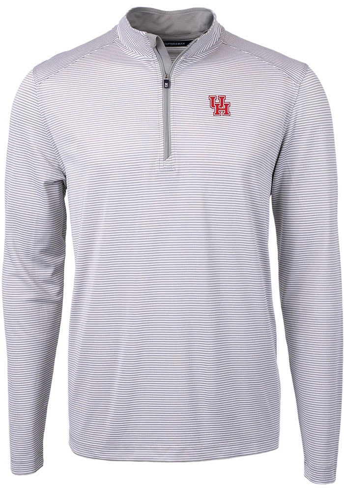 Cutter and Buck Houston Cougars Mens Grey Virtue Eco Pique Big Tall Qtr Zip