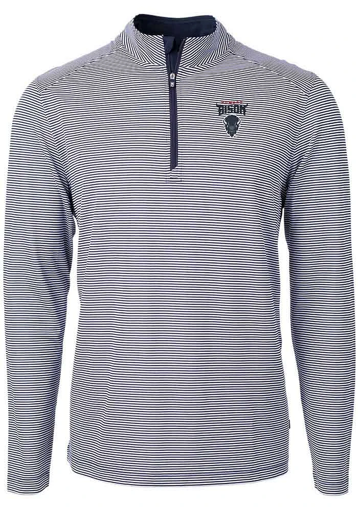 Cutter and Buck Howard Bison Mens Navy Blue Virtue Eco Pique Big Tall Qtr Zip