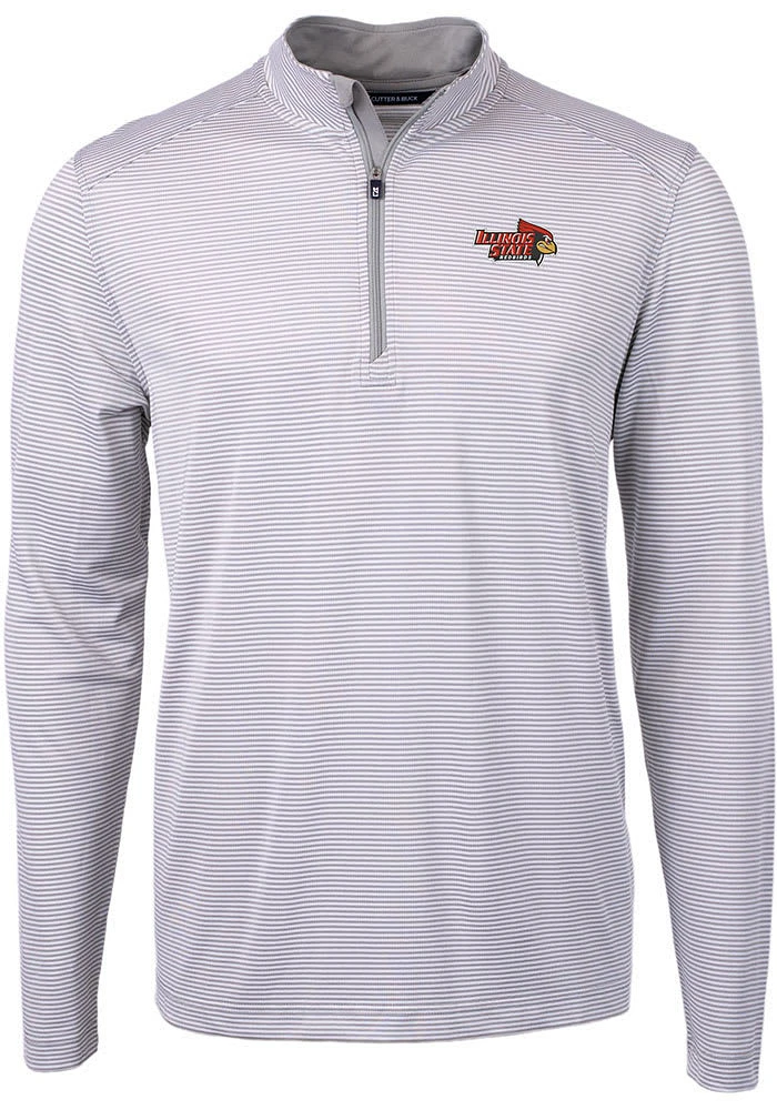 Cutter and Buck Illinois State Redbirds Mens Grey Virtue Eco Pique Big Tall Qtr Zip
