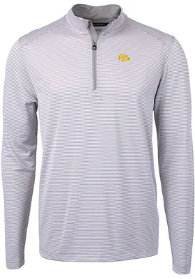 Cutter and Buck Iowa Hawkeyes Mens Grey Virtue Eco Pique Big Tall Qtr Zip
