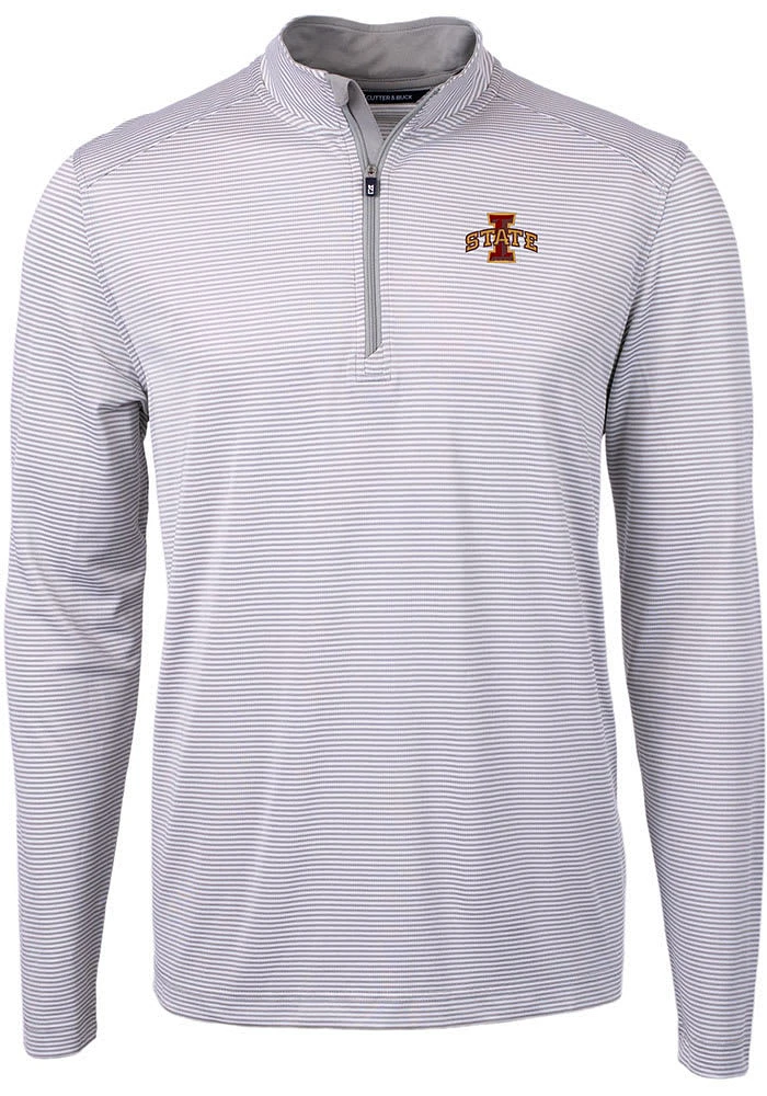 Cutter and Buck Iowa State Cyclones Mens Grey Virtue Eco Pique Big Tall Qtr Zip