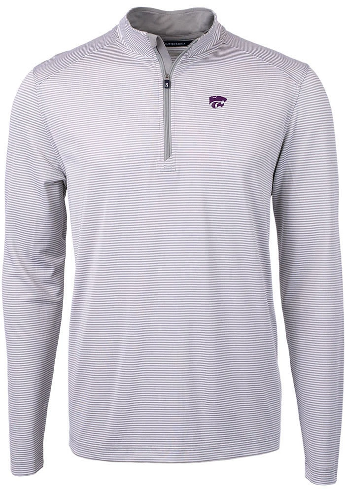 Cutter and Buck K-State Wildcats Mens Grey Virtue Eco Pique Big Tall Qtr Zip
