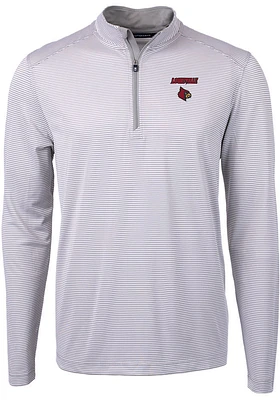 Cutter and Buck Louisville Cardinals Mens Grey Virtue Eco Pique Stripe Big Tall Qtr Zip
