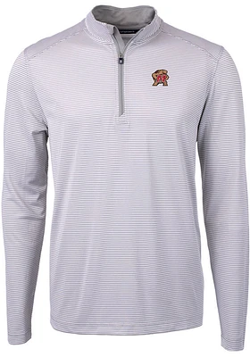 Cutter and Buck Maryland Terrapins Mens Grey Virtue Eco Pique Big Tall Qtr Zip