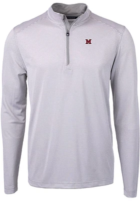 Cutter and Buck Miami RedHawks Mens Grey Virtue Eco Pique Big Tall Qtr Zip