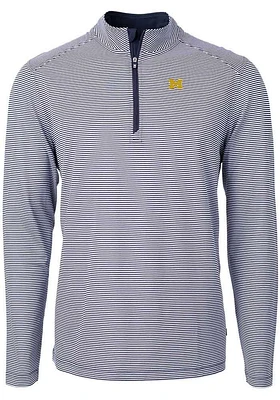 Cutter and Buck Michigan Wolverines Mens Navy Blue Virtue Eco Pique Big Tall Qtr Zip