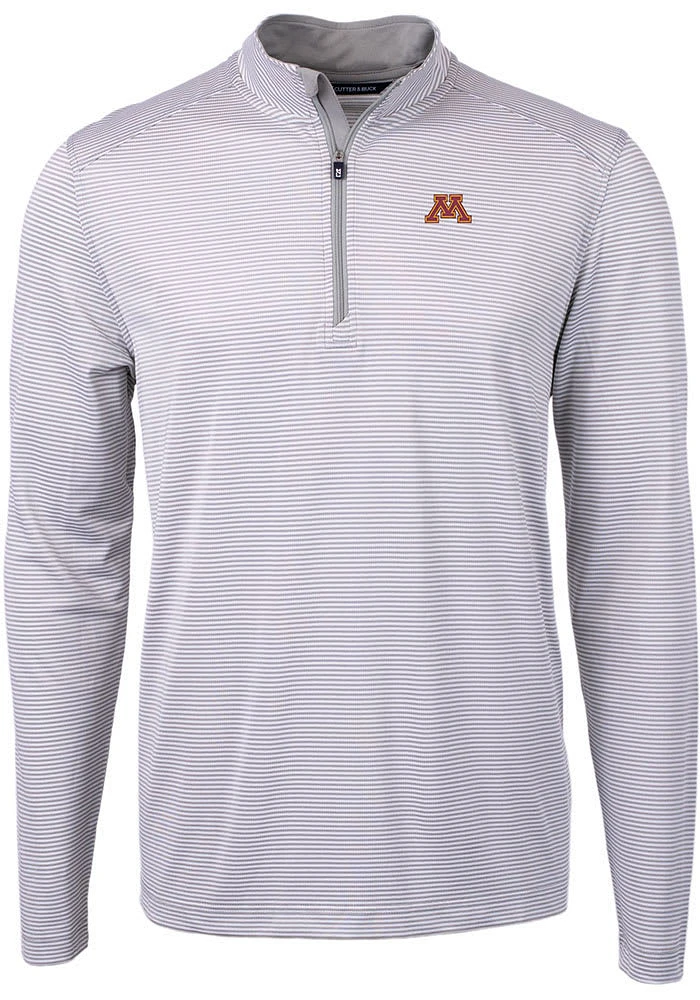 Cutter and Buck Minnesota Golden Gophers Mens Grey Virtue Eco Pique Big Tall Qtr Zip
