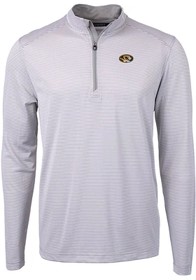 Cutter and Buck Missouri Tigers Mens Grey Virtue Eco Pique Stripe Big Tall Qtr Zip