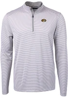 Cutter and Buck Missouri Tigers Mens Grey Virtue Eco Pique Stripe Big Tall Qtr Zip
