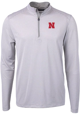 Cutter and Buck Nebraska Cornhuskers Mens Grey Virtue Eco Pique Big Tall Qtr Zip