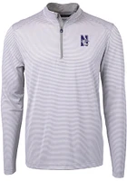 Cutter and Buck Northwestern Wildcats Mens Grey Virtue Eco Pique Stripe Big Tall Qtr Zip
