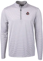 Cutter and Buck Ohio State Buckeyes Mens Grey Virtue Eco Pique Stripe Big Tall 1/4 Zip Pullo..