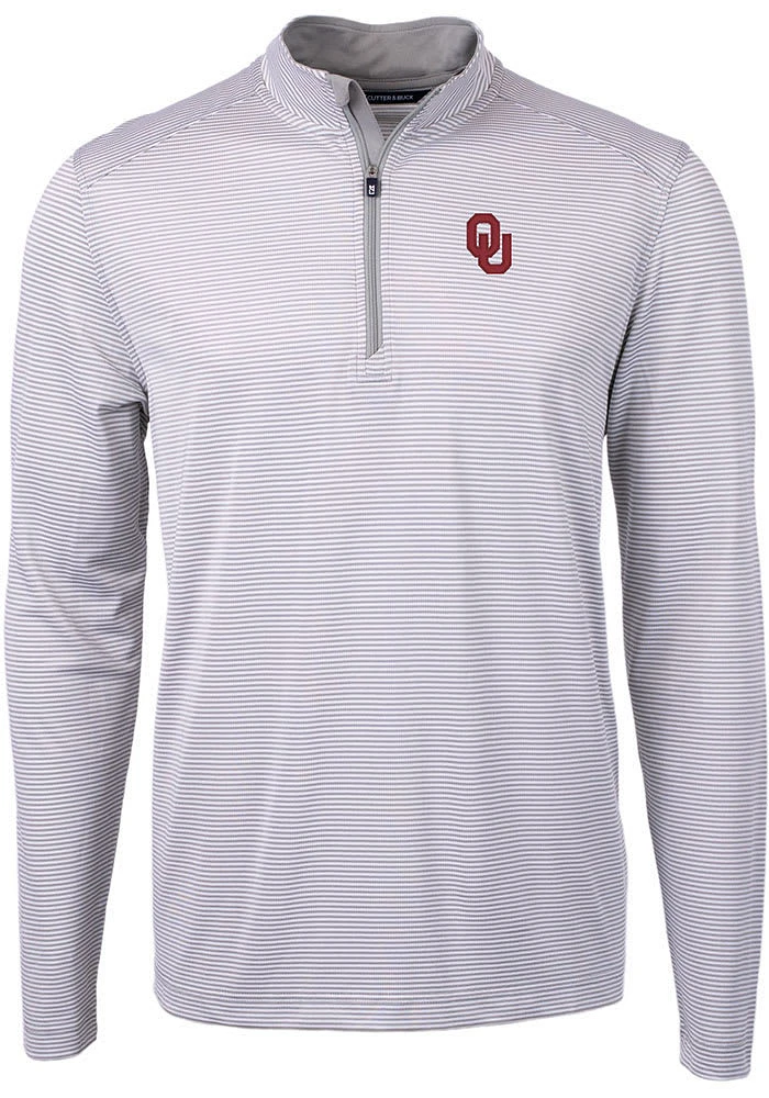 Cutter and Buck Oklahoma Sooners Mens Grey Virtue Eco Pique Big Tall Qtr Zip