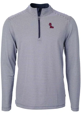 Cutter and Buck Ole Miss Rebels Mens Navy Blue Virtue Eco Pique Big Tall Qtr Zip