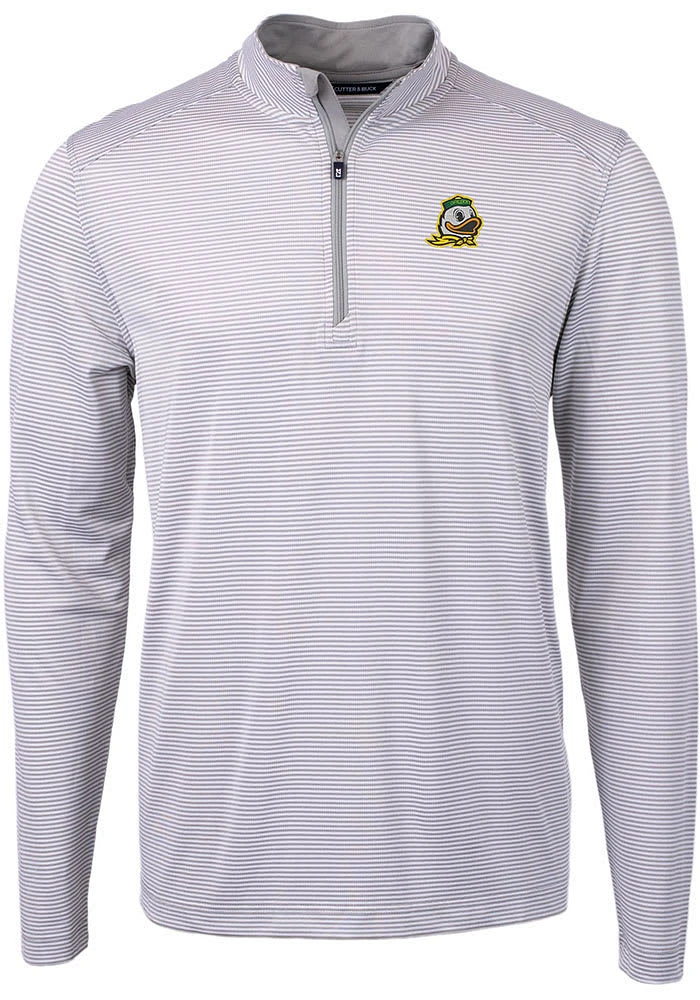 Cutter and Buck Oregon Ducks Mens Grey Virtue Eco Pique Big Tall Qtr Zip