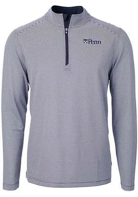 Cutter and Buck Pennsylvania Quakers Mens Navy Blue Virtue Eco Pique Big Tall Qtr Zip