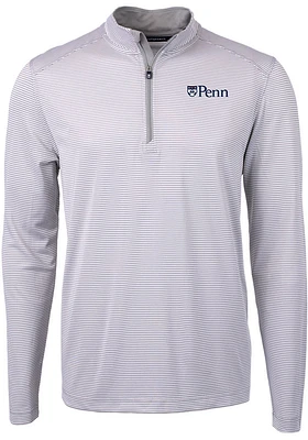 Cutter and Buck Pennsylvania Quakers Mens Grey Virtue Eco Pique Big Tall Qtr Zip