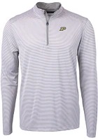 Cutter and Buck Purdue Boilermakers Mens Grey Virtue Eco Pique Big Tall Qtr Zip