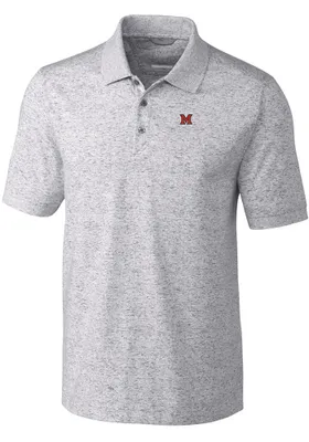 Cutter and Buck Miami RedHawks Mens Grey Tri-Blend Space Dye Big Tall Polos Shirt