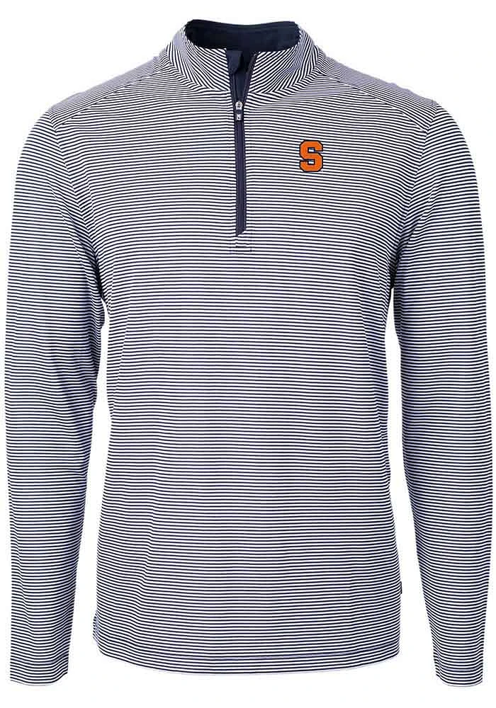 Cutter and Buck Syracuse Orange Mens Navy Blue Virtue Eco Pique Big Tall Qtr Zip