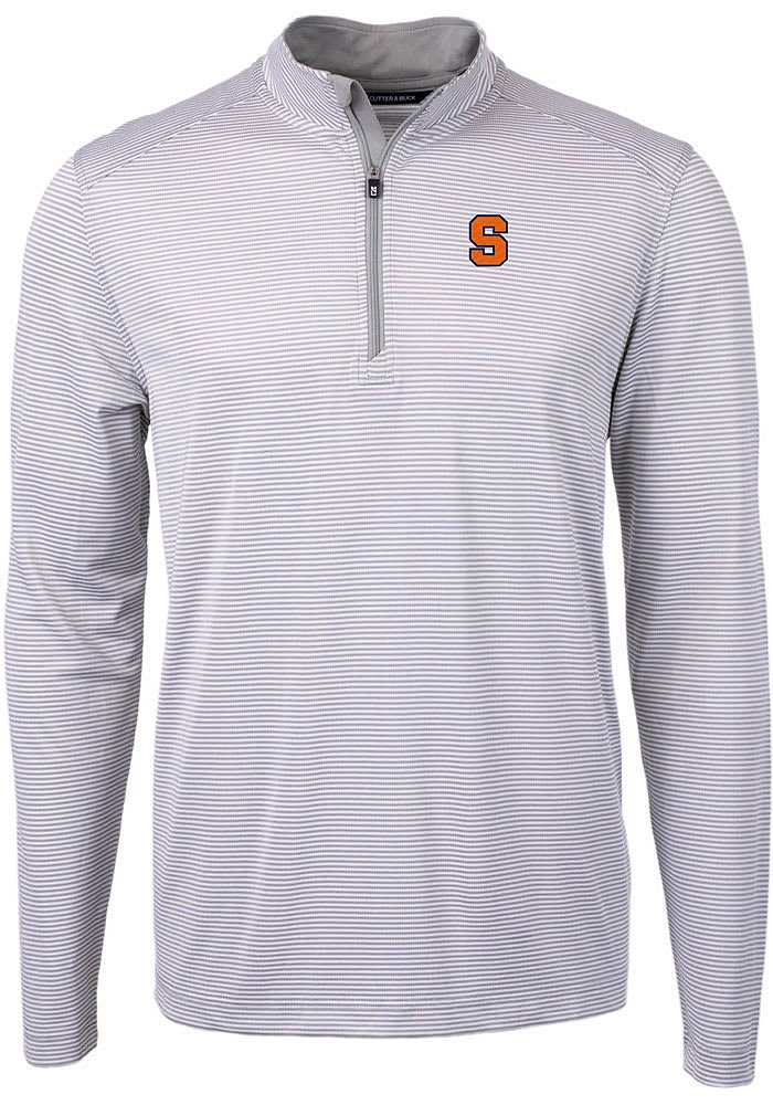 Cutter and Buck Syracuse Orange Mens Grey Virtue Eco Pique Big Tall Qtr Zip