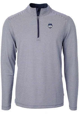 Cutter and Buck UConn Huskies Mens Navy Blue Virtue Eco Pique Big Tall Qtr Zip