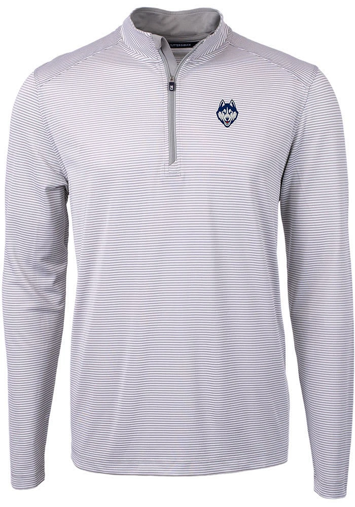 Cutter and Buck UConn Huskies Mens Grey Virtue Eco Pique Big Tall Qtr Zip