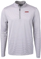 Cutter and Buck UConn Huskies Mens Grey Wordmark Virtue Eco Pique Stripe Big Tall Qtr Zip
