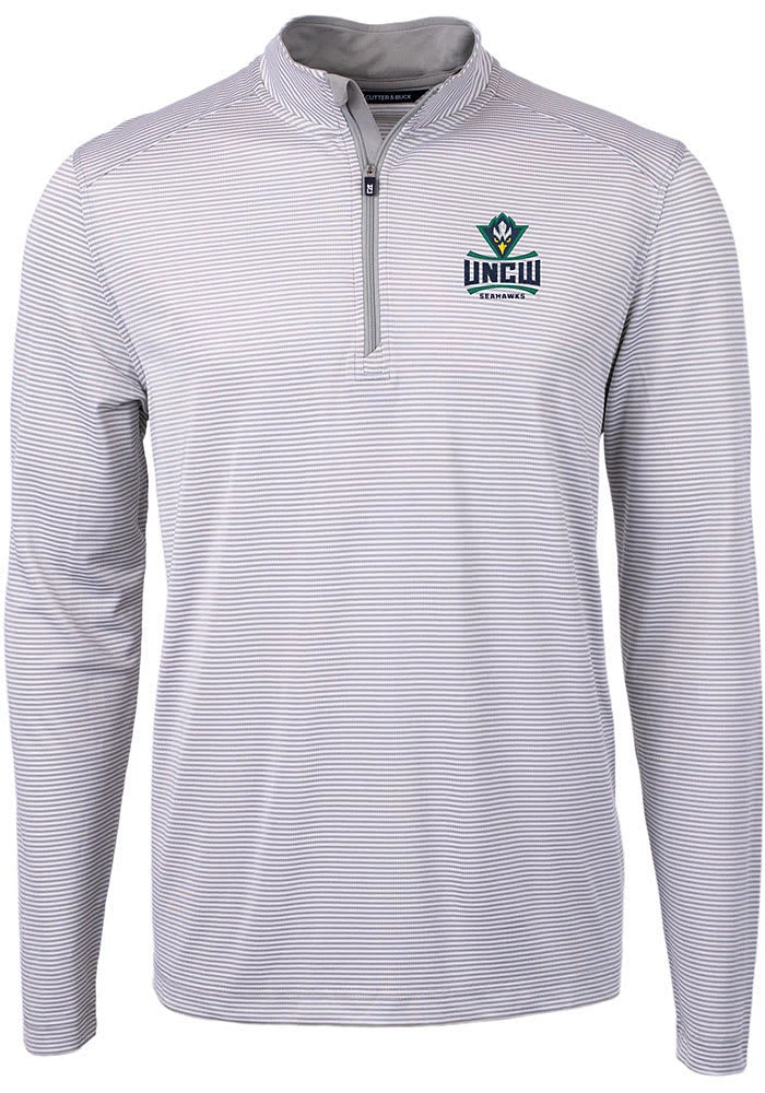 Cutter and Buck UNCW Seahawks Mens Grey Virtue Eco Pique Big Tall Qtr Zip