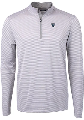 Cutter and Buck Villanova Wildcats Mens Grey Virtue Eco Pique Stripe Big Tall Qtr Zip