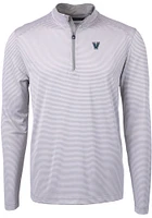 Cutter and Buck Villanova Wildcats Mens Grey Virtue Eco Pique Stripe Big Tall Qtr Zip
