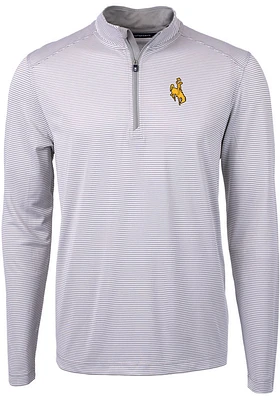 Cutter and Buck Wyoming Cowboys Mens Grey Virtue Eco Pique Big Tall Qtr Zip