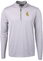 Cutter and Buck Wyoming Cowboys Mens Grey Virtue Eco Pique Big Tall Qtr Zip