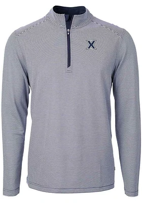 Cutter and Buck Xavier Musketeers Mens Navy Blue Virtue Eco Pique Big Tall 1/4 Zip Pullover