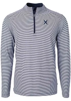 Cutter and Buck Xavier Musketeers Mens Navy Blue Virtue Eco Pique Big Tall Qtr Zip