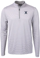 Cutter and Buck Xavier Musketeers Mens Grey Virtue Eco Pique Big Tall 1/4 Zip Pullover