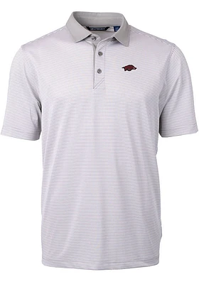 Cutter and Buck Arkansas Razorbacks Grey Virtue Eco Pique Micro Stripe Big Tall Polo
