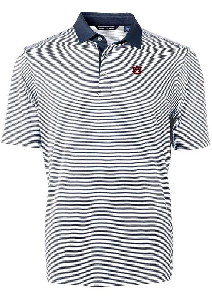 Cutter and Buck Auburn Tigers Navy Blue Virtue Eco Pique Micro Stripe Big Tall Polo