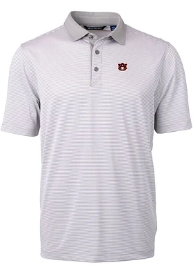 Cutter and Buck Auburn Tigers Grey Virtue Eco Pique Micro Stripe Big Tall Polo
