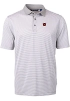 Cutter and Buck Auburn Tigers Grey Virtue Eco Pique Micro Stripe Big Tall Polo