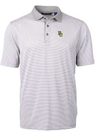 Cutter and Buck Baylor Bears Grey Virtue Eco Pique Micro Stripe Big Tall Polo