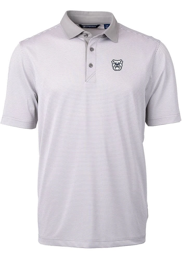 Cutter and Buck Butler Bulldogs Grey Virtue Eco Pique Micro Stripe Big Tall Polo