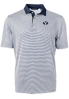 Cutter and Buck BYU Cougars Navy Blue Virtue Eco Pique Micro Stripe Big Tall Polo
