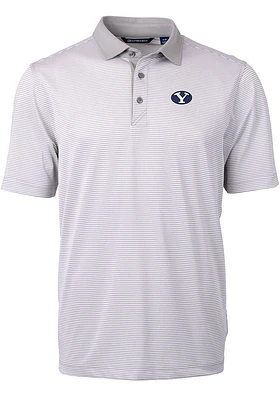 Cutter and Buck BYU Cougars Grey Virtue Eco Pique Micro Stripe Big Tall Polo