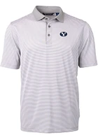 Cutter and Buck BYU Cougars Grey Virtue Eco Pique Micro Stripe Big Tall Polo