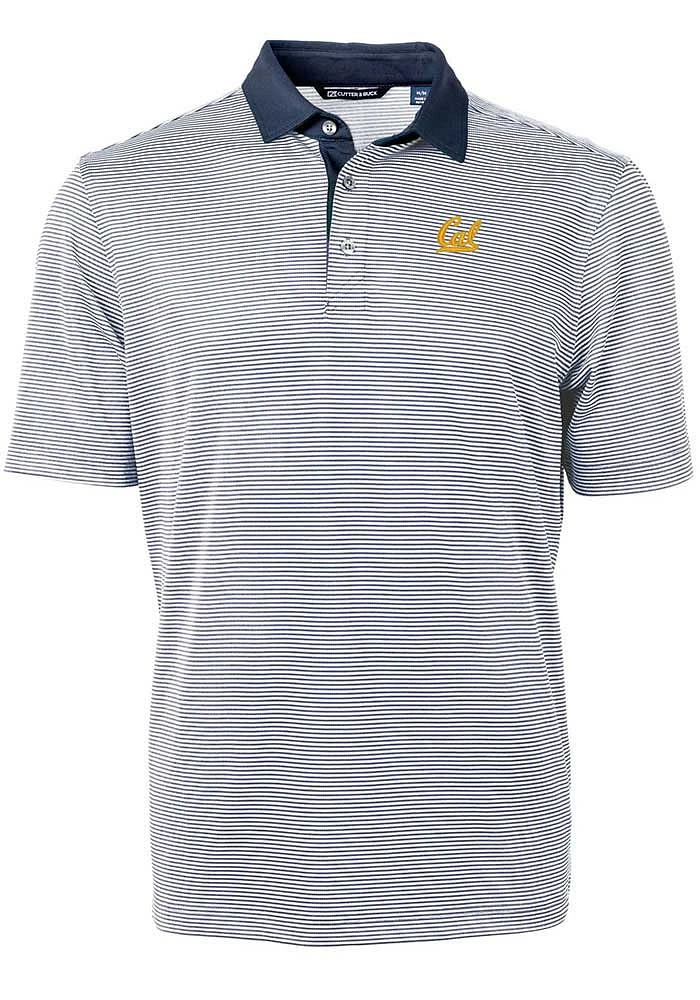 Cutter and Buck Cal Golden Bears Navy Blue Virtue Eco Pique Micro Stripe Big Tall Polo