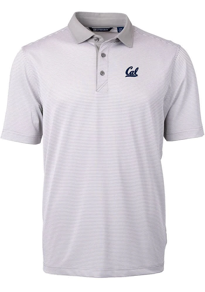 Cutter and Buck Cal Golden Bears Grey Virtue Eco Pique Micro Stripe Big Tall Polo