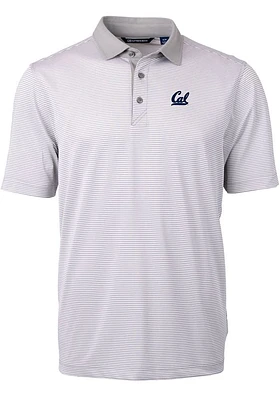 Cutter and Buck Cal Golden Bears Grey Virtue Eco Pique Micro Stripe Big Tall Polo